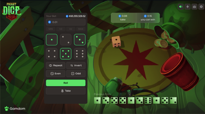 Pocket Dice Risk Bet